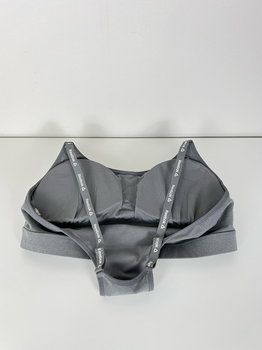 Reebok Sports Bra XXXL Gray Racerback Padded Workout Yoga Gym Activewear - Picture 5 of 6